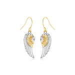 Two-Tone Wing Drop Earrings in 10K Gold