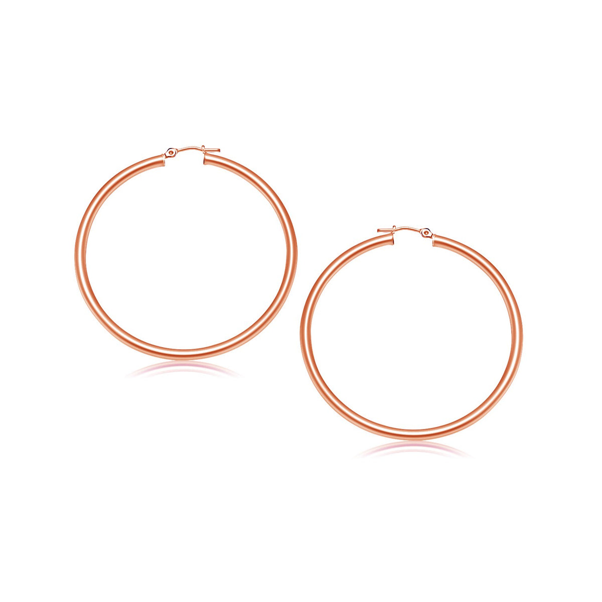 14K Rose Gold Polished Hoop Earrings (3x25.00 mm)