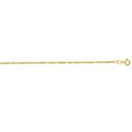 14K Yellow Gold Singapore Anklet 1.5mm, view 2