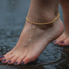 14K Yellow Gold Singapore Anklet 1.5mm, view 3