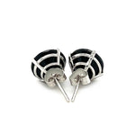 14K White Gold 8.0mm Round Black CZ Stud Earrings, view 3