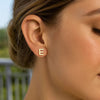 14K Yellow Gold Yours Truly Initial E Stud Earrings, view 2