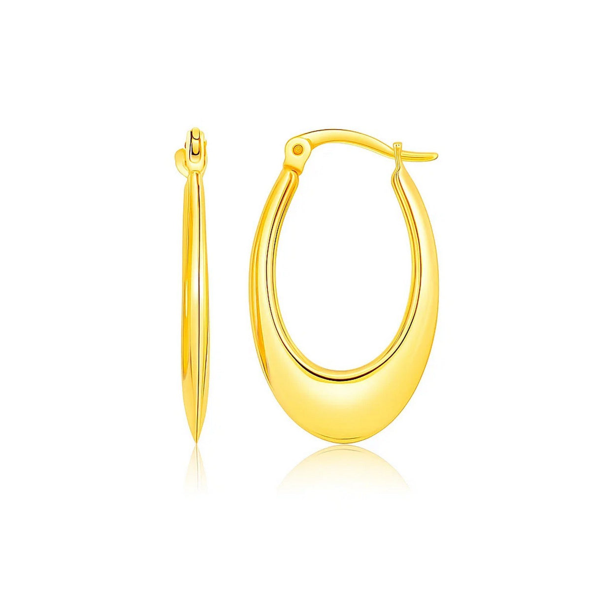 14K Yellow Gold Puffed Graduated Open Oval Earrings