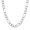 Rhodium Plated 8.8mm Sterling Silver Figaro Style Chain (8.80 mm)