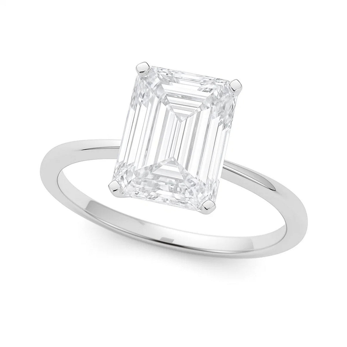 5 Carat Radiant Lab Grown IGI G/VS1 Diamond Solitaire Ring in 14K White Gold