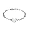 Sterling Silver Rhodium Plated Chain Bracelet with a Flat Heart Station(5.00 mm)
