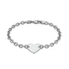 Sterling Silver Rhodium Plated Chain Bracelet with a Flat Heart Station(5.00 mm)