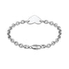 Sterling Silver Rhodium Plated Chain Bracelet with a Flat Heart Station(5.00 mm)