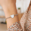 Sterling Silver Rhodium Plated Chain Bracelet with a Flat Heart Station(5.00 mm)