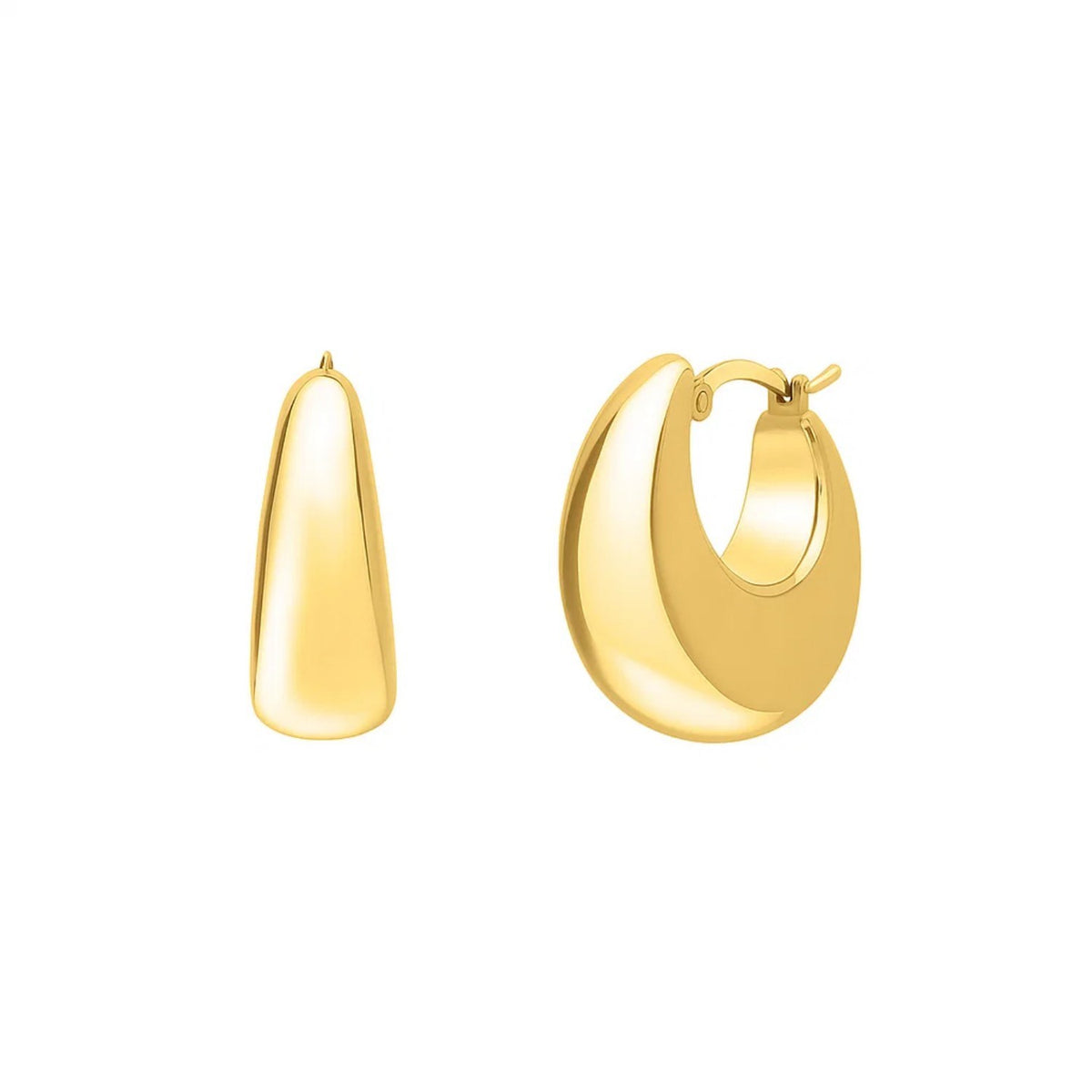 14K Yellow Gold Large Tapered Hoop Earrings (20x20.00 mm)