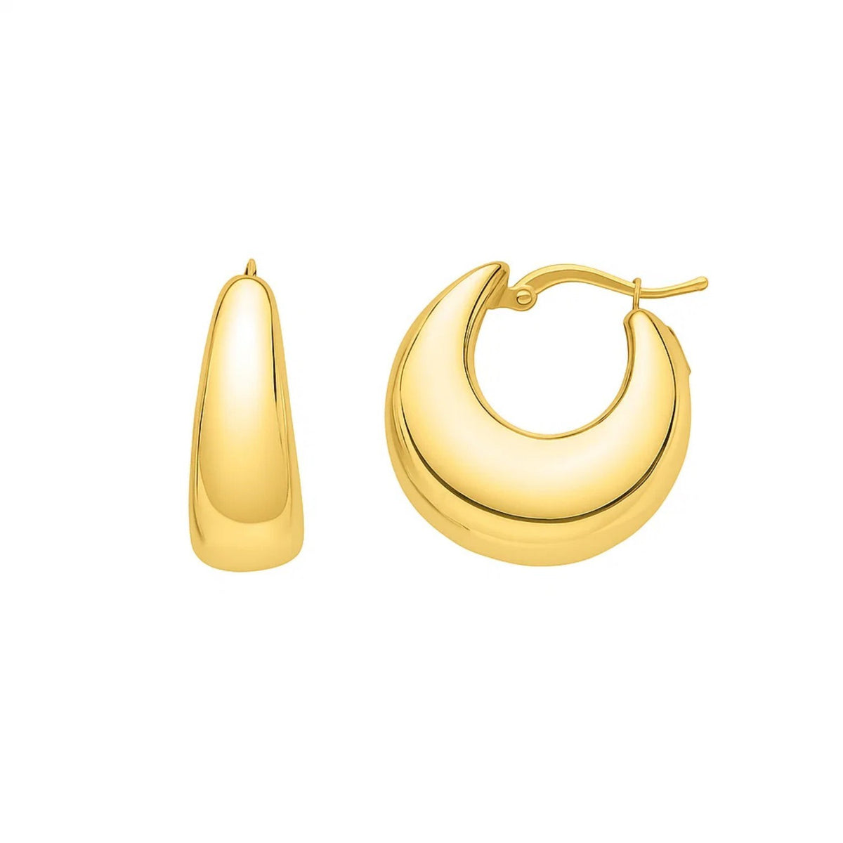 14K Yellow Gold Large Tapered Hoop Earrings (20x20.00 mm), view 2