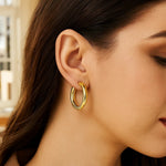 14K Yellow Gold Twisted Large Hoop Earrings, view 4