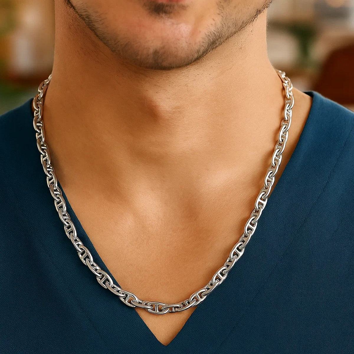 Sterling Silver Anchor Chain Necklace (6.40 mm), view 5