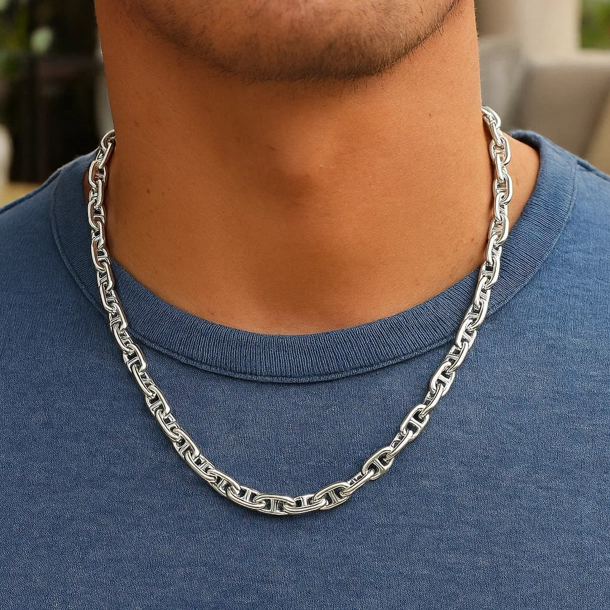 Sterling Silver Anchor Chain Necklace (6.40 mm), view 6