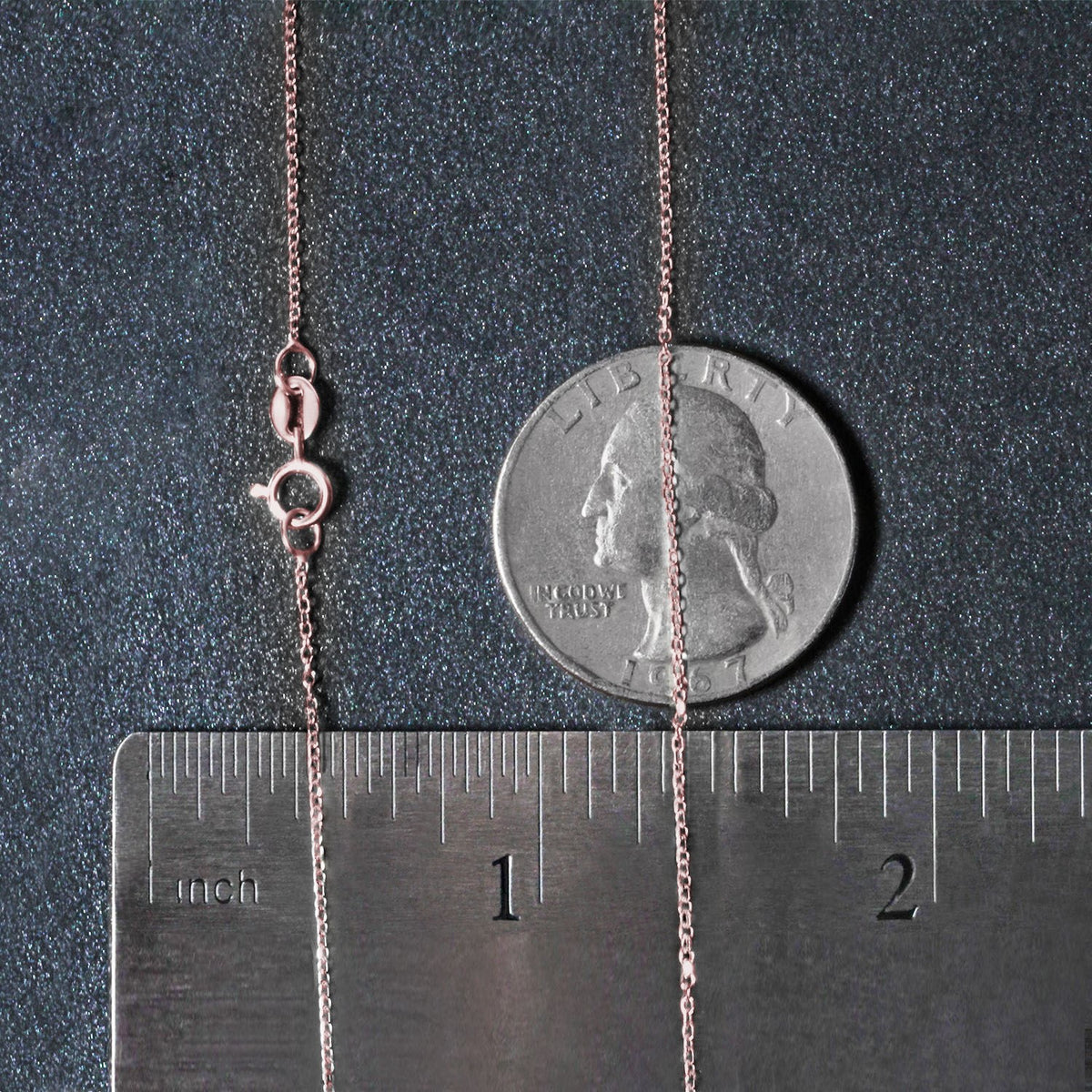 14k Pink Gold Diamond Cut Cable Link Chain (0.87 mm), view 6