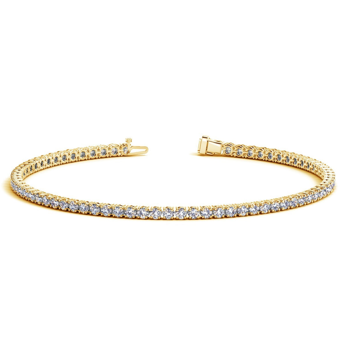 Lab Grown Round Diamond Tennis Bracelet in 14K Yellow Gold (2 cctw F/G VS2/SI1)