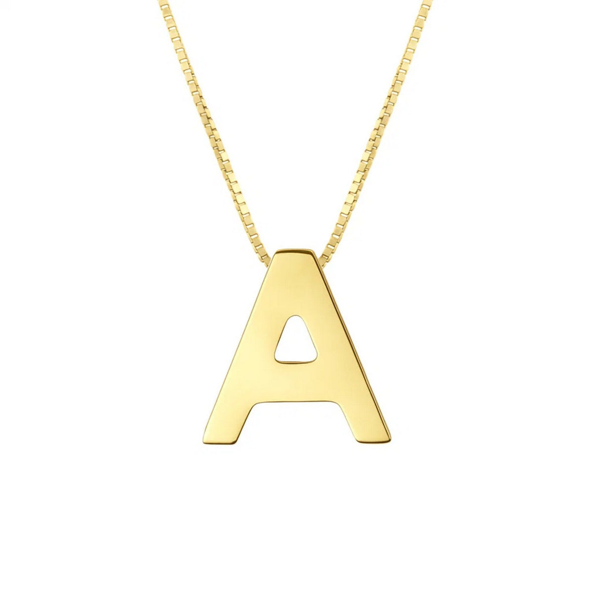 14K Yellow Gold Yours Truly Block Letter Initial A Necklace, view 2