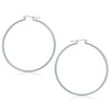 14k White Gold Polished Hoop Earrings (2x60mm)