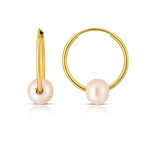 14K Yellow Gold Round Endless Pearl Earring (1x14.00 mm)