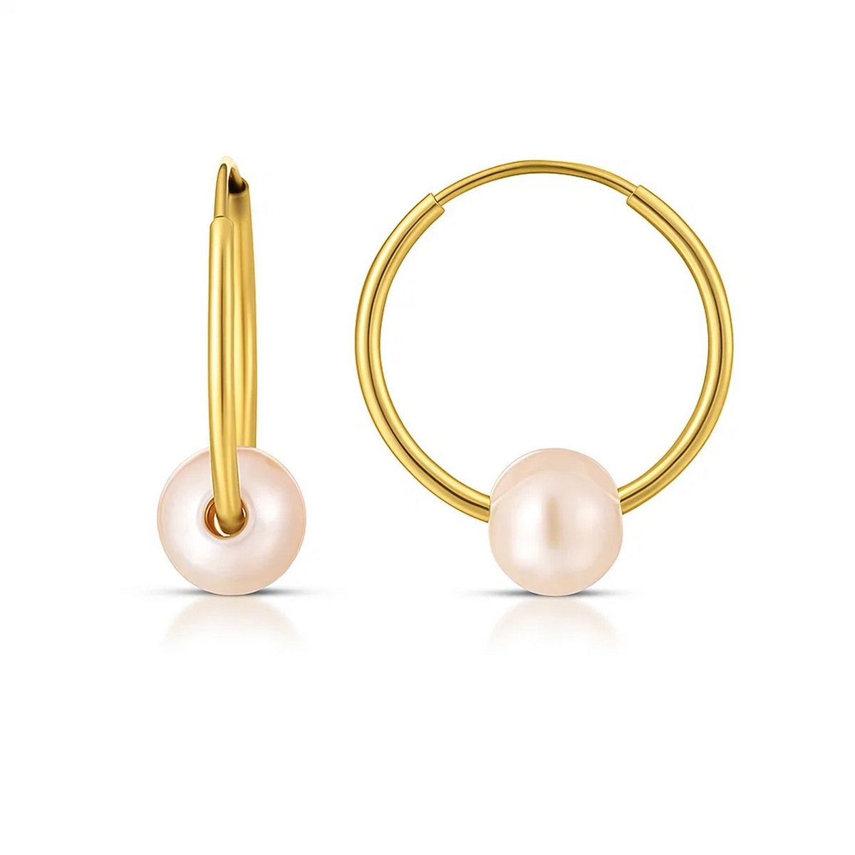 14K Yellow Gold Round Endless Pearl Earring (1x14.00 mm)