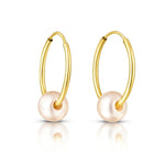 14K Yellow Gold Round Endless Pearl Earring (1x14.00 mm), view 2