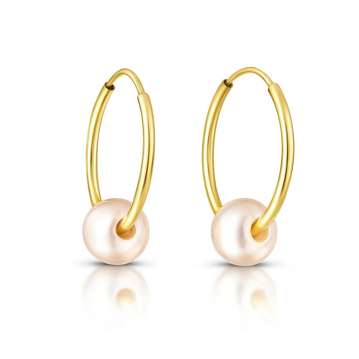 14K Yellow Gold Round Endless Pearl Earring (1x14.00 mm), view 2
