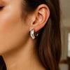 Sterling Silver Half Moon Hoop Earrings, view 2
