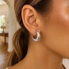 Sterling Silver Half Moon Hoop Earrings, view 3