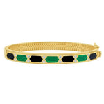 14K Yellow Gold Black And Green Art Deco Hexagon Bangle (6.00 mm), view 3
