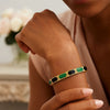 14K Yellow Gold Black And Green Art Deco Hexagon Bangle (6.00 mm), view 5
