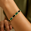 14K Yellow Gold Black And Green Art Deco Hexagon Bangle (6.00 mm), view 6