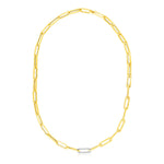 14K Yellow Gold Paperclip Chain Necklace with Diamond Link (6.00 mm)