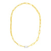14K Yellow Gold Paperclip Chain Necklace with Diamond Link (6.00 mm)