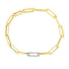 14K Yellow Gold Paperclip Chain Necklace with Diamond Link (6.00 mm), view 2