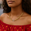 14K Yellow Gold Paperclip Chain Necklace with Diamond Link (6.00 mm), view 3