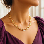 14K Yellow Gold Paperclip Chain Necklace with Diamond Link (6.00 mm), view 4
