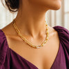 14K Yellow Gold Paperclip Chain Necklace with Diamond Link (6.00 mm), view 4