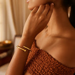 Bypass Nail Head Cuff Bangle in 14K Yellow Gold, view 3