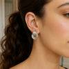 Sterling Silver Triple Door Knocker Hoop Earrings, view 5