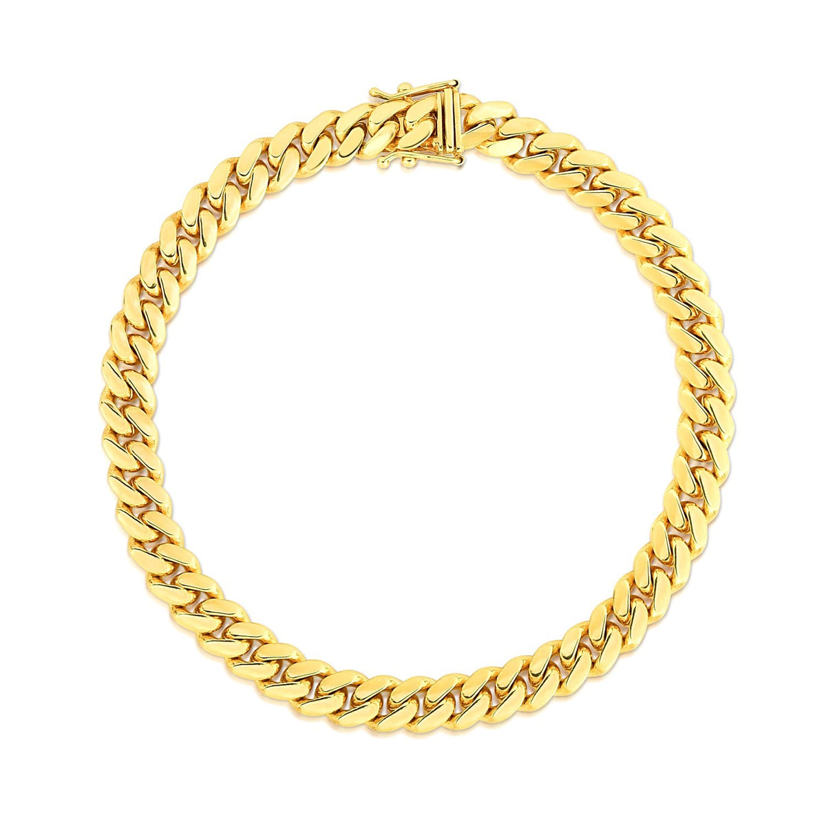 10K Yellow Gold Classic Miami Cuban Solid Bracelet (7.10 mm), view 2