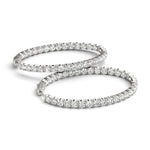 Oval Shape Two Sided Diamond Hoop Earrings in 14K White Gold (2 cttw), view 3