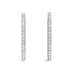 Oval Shape Two Sided Diamond Hoop Earrings in 14K White Gold (2 cttw), view 4