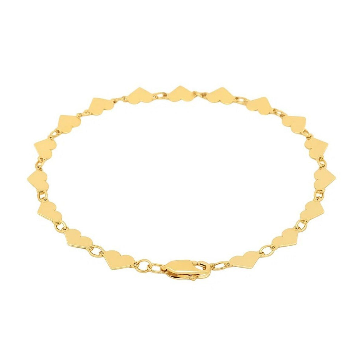14K Yellow Gold 7 inch Mirrored Heart Chain Bracelet (5.00 mm), view 3