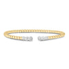 14K Two Tone Polish Diamond Pallina Open Beaded Cuff Bangle (3.00 mm), view 2