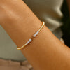 14K Two Tone Polish Diamond Pallina Open Beaded Cuff Bangle (3.00 mm), view 5