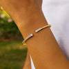 14K Two Tone Polish Diamond Pallina Open Beaded Cuff Bangle (3.00 mm), view 6