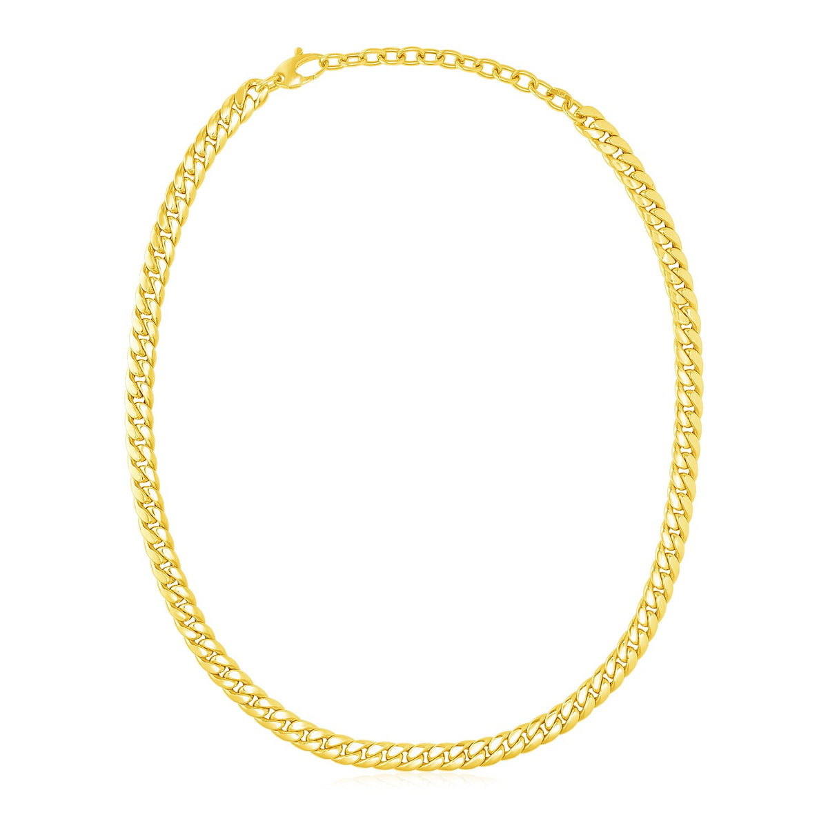 14K Yellow Gold Cuban Chain Choker Necklace
