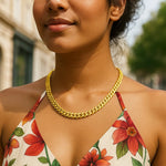 14K Yellow Gold Cuban Chain Choker Necklace, view 3