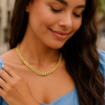 14K Yellow Gold Cuban Chain Choker Necklace, view 4