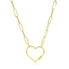 14K Yellow Gold Paperclip Chain Necklace with Heart Carabiner Clasp, view 2